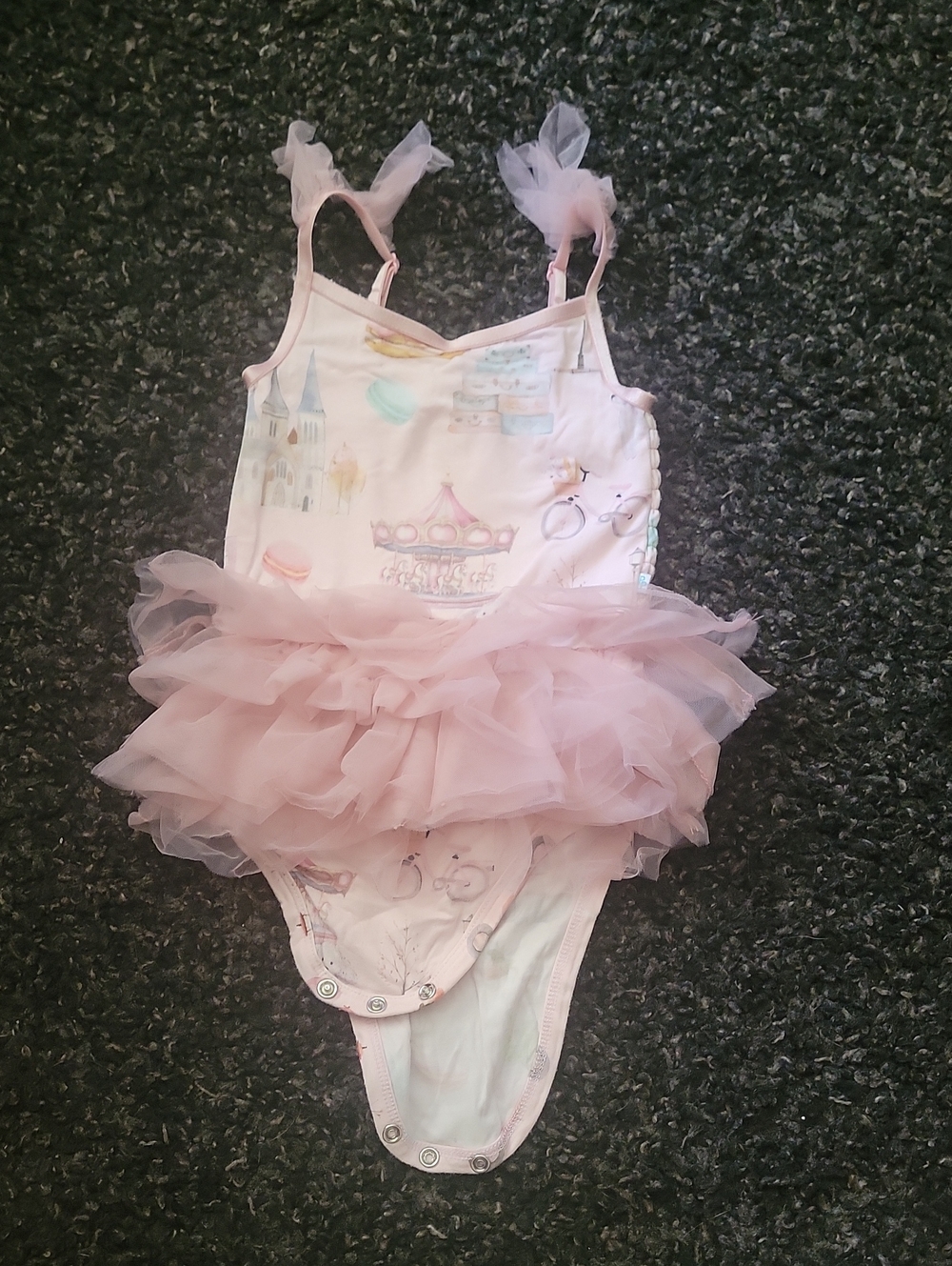 Posh Peanut Pink Tulle Tutu One-Piece Bodysuit